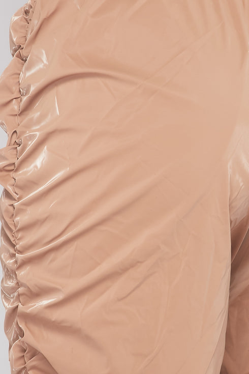 Metallic Reflective Pants Hip Hope Harem Joggers - Beige - SohoGirl.com